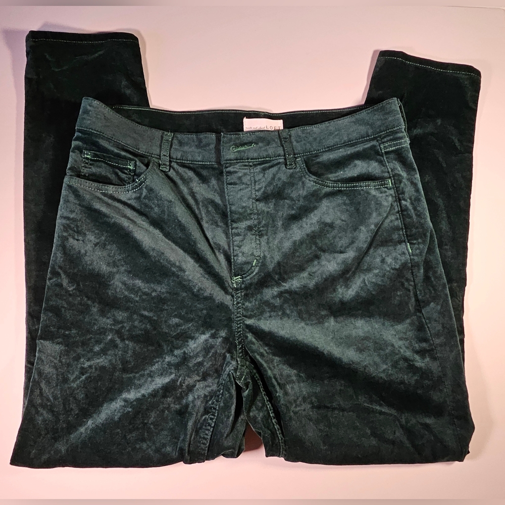 Loft green velour pants size 12